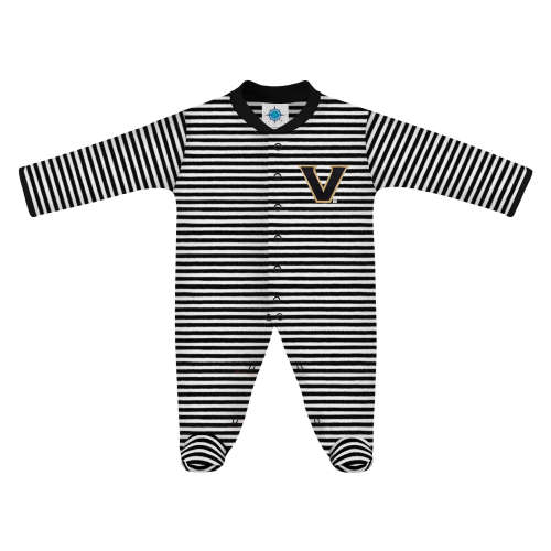 Vanderbilt Commodores Striped Footed Romper | College Baby - 3-6 Mo