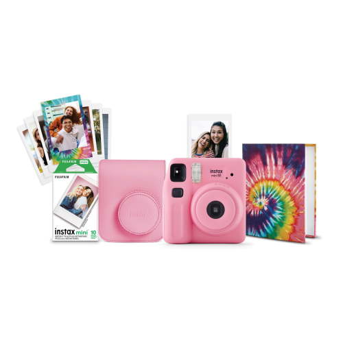 Fujifilm instax Mini SE Instant Camera with Case, Album, 10 Pack of Film, and Frame Stickers, Pink (Value bundle)