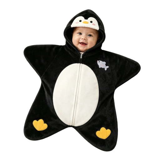 Loyni Cute Animal Baby Starfish Onesie 0 3 Months Unisex Newborn Zipper Swaddle Sack Cartoon Print Star‑Shape Warm Wearable Wrap Sleeping Blanket