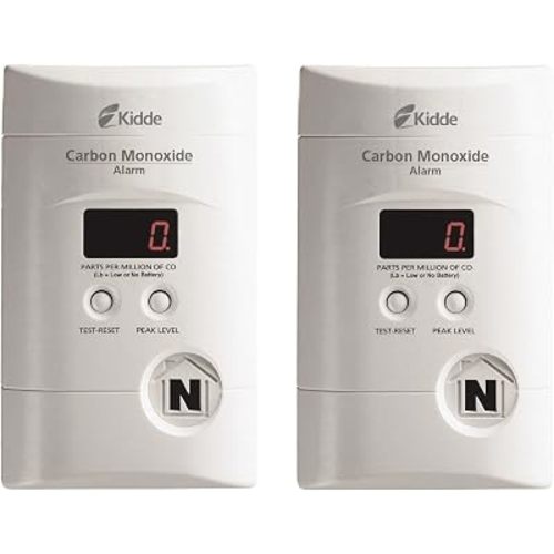 Kidde Carbon Monoxide Detector, Plug In Wall with 9-Volt Battery Backup, Digital LED Display - 2 Pack