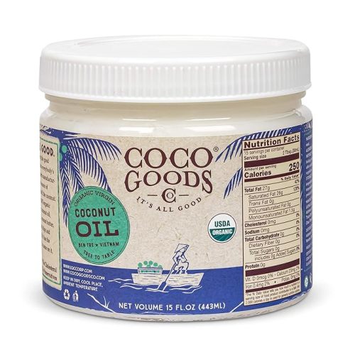CocoGoodsCo Single-Origin Organic Unrefined Virgin Coconut Oil, Cold-Pressed - Gluten-free, Non-GMO, No Cholesterol (15 fl. oz)