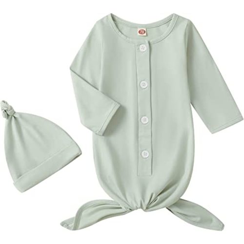 Baby Gown Newborn Cotton Nightgown Long Sleeve Stripe Baby Sleeping Bags Baby Boy Girl Coming Home Outfits Set