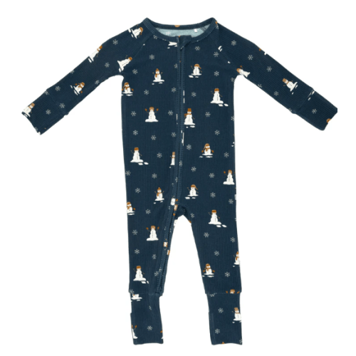 Snowmen Small Ribbed Zip Romper