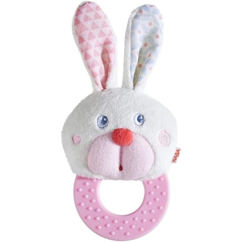HABA Bunny Teether and Grasping Toy - First Sensory Easter Basket Stuffers and Easter Bunny Baby Teething Toy for 6-18 Months