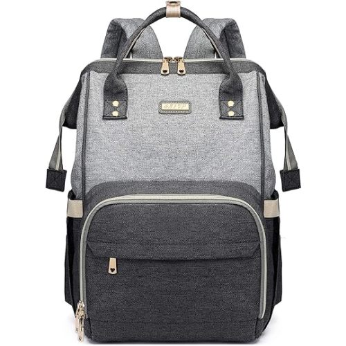 Diaper Bag Backpack for Women, Baby Bags for Girls,Diaper Bag with Changing Pad, and Insulated Pockets (Dark Grey +Light Grey)