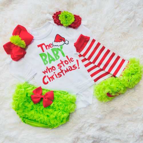 The baby who stole Christmas girls outfit -  baby girl Christmas outfit - my first Christmas girls outfit - my 1st Christmas girls outfit