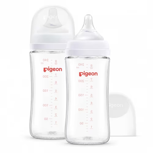 Pigeon Glass Baby Bottles Wide Neck, 5.4 Oz, Pack of 2