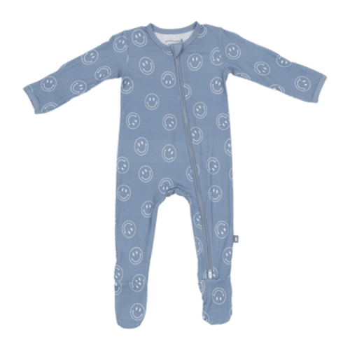 Bumbunny Baby | Zip Footie in Retro Smileys