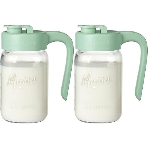 Spreccio Mason Jar Pitcher, 2 pcs 32 oz (1 quart), Glass Pitcher with Lid