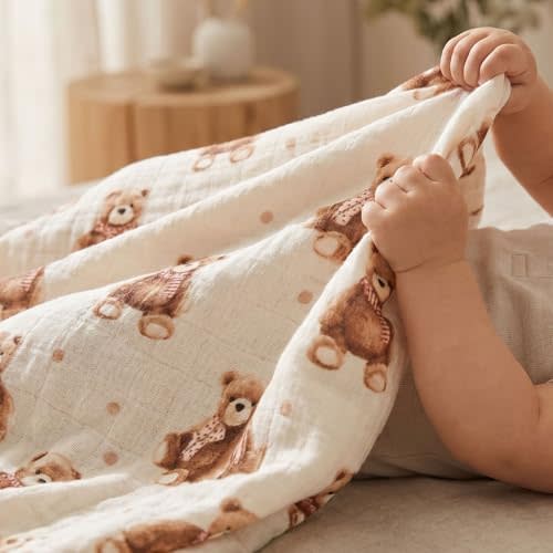 Muslin Swaddle Blankets for Newborn, Cotton Receiving Blanket