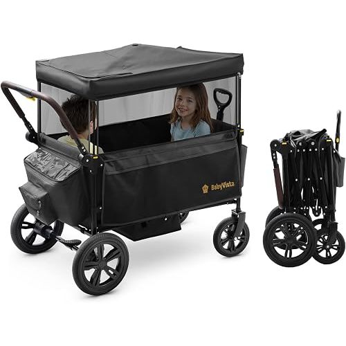 BabyVista Stroller Wagon for Kids, One-Hand Adjustable Push/Pull Handle