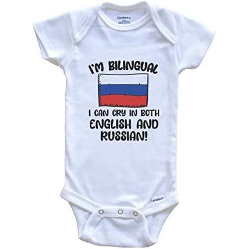 I'm Bilingual I Can Cry in Both English and Russian Funny Russian Flag Baby Bodysuit - Russia One Piece