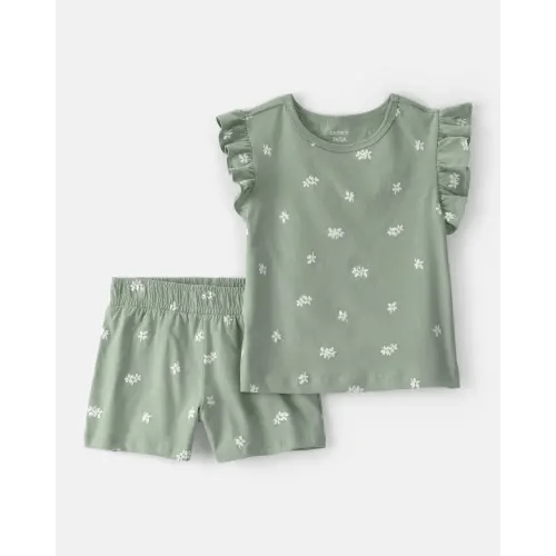 Toddler Girl 2-Piece Floral Top & Short Set - Green | Carter's