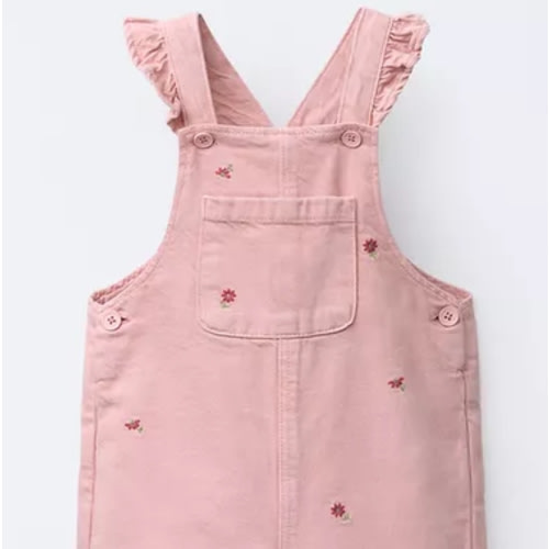 EMBROIDERED FLOWER TWILL OVERALLS - Pink | ZARA United States
