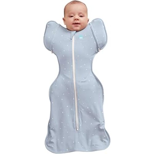 Love to Dream Swaddle Up Transition Bag Original, Arms Up Position, Light and Ultra Breathable Cotton - Sleep Bag - 1.0 TOG - (20-24°C) Ideal for moderate temps (Twinkle Powder Blue, Large, 13-19 lbs)