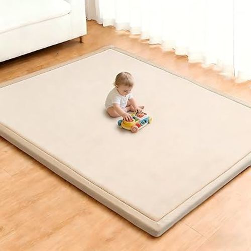 Baby Play Mat for Floor,1.3" Thick Elasti-Foam Playpen Mat for Tummy Time, Easy Care with Non-Slip Cushioned for Infant,Kids and Toddler Crawling