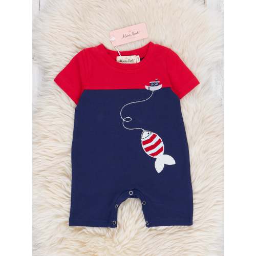 Red & Navy Gone Fishing Romper