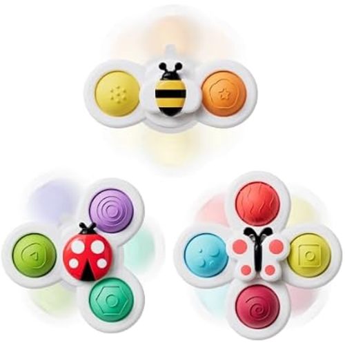 LiKee Strong Suction Cup Fidget Rotating Sensory Bath Toys for Baby Toddler