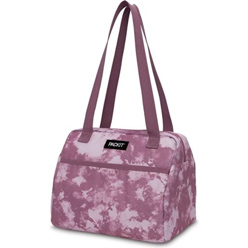 PackIt Freezable Hampton Lunch Bag, Mulberry Tie Dye, Built with EcoFreeze Technology, Collapsible, Reusable, Zip Closure with Front Pocket and Shoulder Straps, Perfect for Tweens and Adults