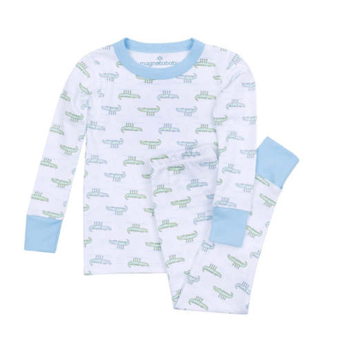 Alligator Pie Long Pajamas - Light Blue