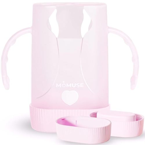 MOMUSE Dual-Lid Squeeze Pouch Holder for Food Pouches & Drink Boxes, Baby Pouch Holder with Larger Capacity, Versatile Design for Self-Feeding, Anti-Squeeze Pouch Holder No Spill No Mess, Lightweight