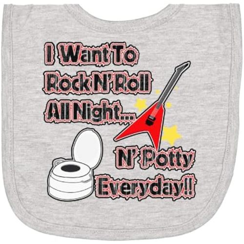 inktastic I Want To Rock N' Roll N' Potty Everyday Newborn Bib