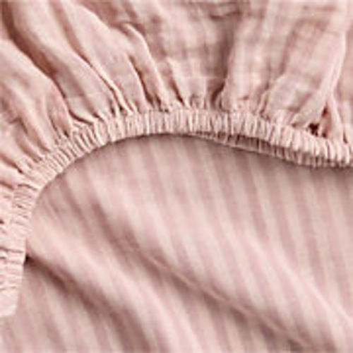 Supersoft Lilac Rose Striped 100% Organic Cotton Gauze Baby Crib Fitted Sheet + Reviews | Crate & Kids