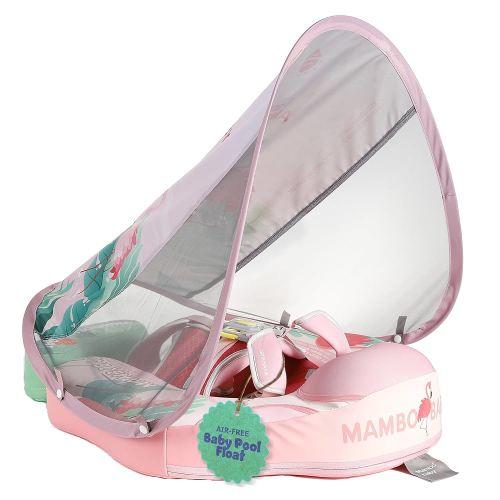 MAMBOBABYFLOAT Trendy Voyager Baby Pool Float with Canopy 2025 — Safe, Comfortable, Adjustable Floaties w/Sun Protection, Air-Free Foam Technology, 5-Way Buckle System, and Footrest