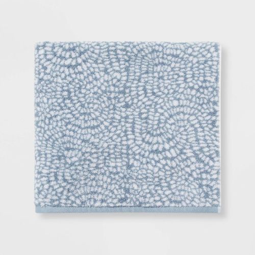 Performance Plus Bath Towel Light Blue Geo - Threshold™: 100% Cotton, Jacquard Terry, Fade-Resistant, 550 GSM