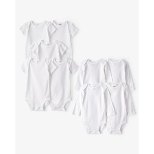 Baby 9-Pack Short Sleeve & Long Sleeve Cotton Bodysuits - White | Carter's