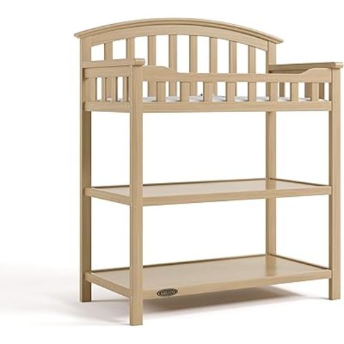 Graco Changing Table with Water-Resistant Changing Pad (Driftwood) – GREENGUARD Gold Certified, Multi Storage Nursery Baby Changing Table