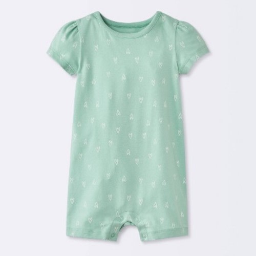Baby Girls' Heart Short Sleeve Romper - Cloud Island™ Mint Green 3M