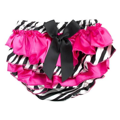 Pink Zebra Ruffle Bottoms, Sz 0-12mo