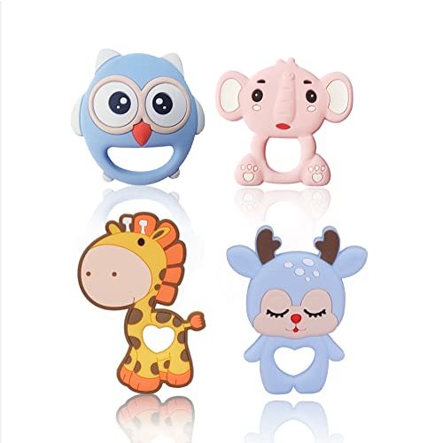 CHILLAX Teether Toys - Soothing Baby Teething Relief Toys, Helps Relieve Gum Pain - Soft, Easy-to-Grip, Non-BPA Silicone Teethers for Babies - Dishwasher-Safe - Shower Gifts for Infants 3+ Months Old