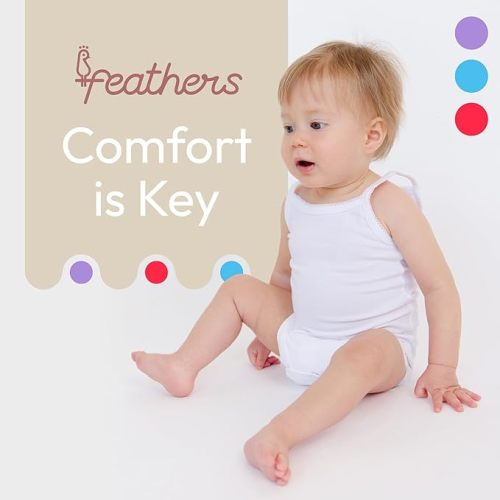 Feathers Tank Top Baby Girl Undershirts - Super Soft Cotton One-Piece Toddler Bodysuit (4 Pack) (White)