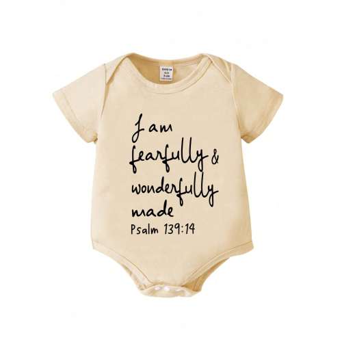 SHEIN Playful Pals Newborn Baby Girl Casual Letter Printed Short Sleeve Bodysuit, Summer Daily Comfortable Outfit