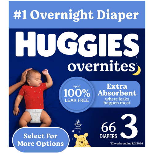 Huggies Overnites Nighttime Diapers, Size 3 (16-28 lbs), 132 Ct (Select for More)