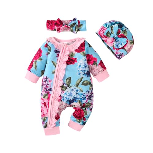 AMAWMW Preemie Newborn Baby Girl Clothes Long Sleeve Ruffle Romper Coming Home Outfit Infant Fall Winter Outfits