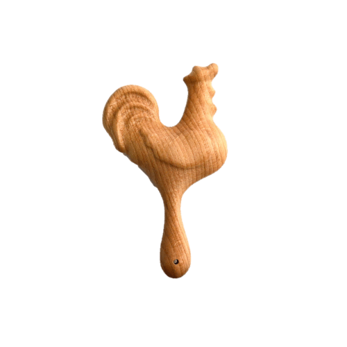 Organic Wooden Rattle toy Proud Rooster