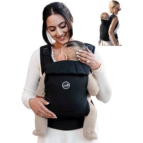 GROWNSY Baby Carrier, One-Click Release Clasp for Easy to Wear, Cozy Wraps Carrier Newborn to Toddler with Head Support(7-44lbs), Ergonomic & Lightweight for Infant to Toddler, Black