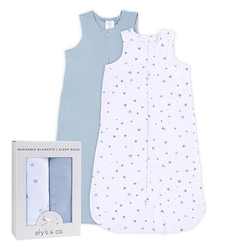 Ely's & Co. Baby Wearable Blanket - Cotton Sleep Sack 0-3,3-6, 6-12, 12-18 Months - 2 Pack Set for Baby Boy & Girl,Pink,Blue