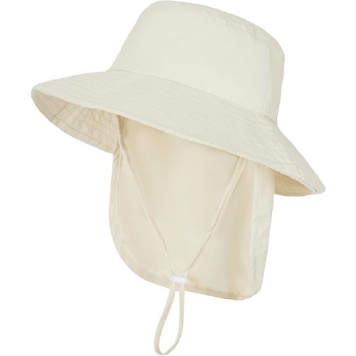 Baby Sun Hat Toddler Bucket Hats with Removable Neck Flap for Boys Girls Kids with Wide Brim Summer Beach UPF 50+