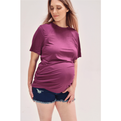 The Cameron Unisex Nursing and Skin to Skin Shirt in Plum