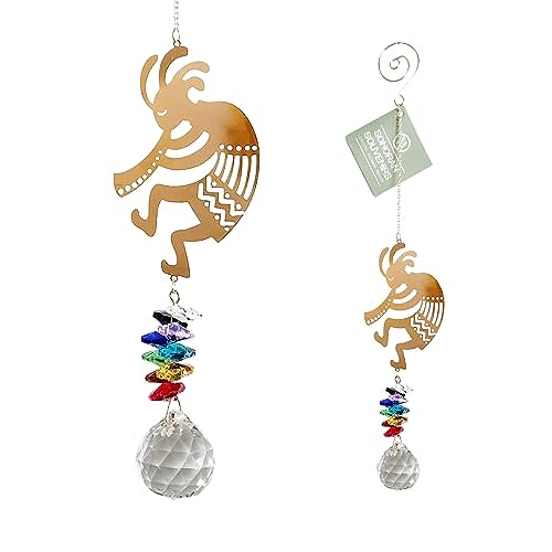 Crystal Cascade Suncatcher - Rose Gold Crystal Hanging Ornament for Windows Hanging Prism Rainbow Maker Feng Shui (Kokopelli)