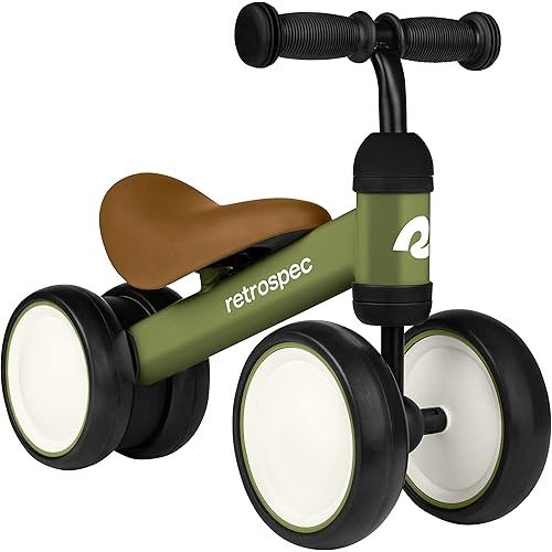 Retrospec Cricket Baby Walker Balance Bike with 4 Wheels for Ages 12-24 Months - Baby Toys & Toddler Toys for 1 Year Olds - Ride On Bicycle - Boys & Girls