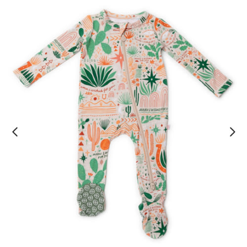 Desert Cactus Vibes | Bamboo Footie Onesie Sleeper | "Mama, I Wished for You" | Thermo-Regulating, Double Zipper, 4-Way Stretch | Raising Mama
