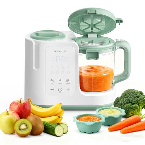 Momcozy Baby Food Maker & Puree Mixer Machine, Infant's Processor Set with Blender, Freezer Tray, Spoons, Spatula, Green