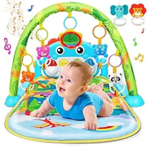 UMIKU Baby Gym Play Mat Baby Gifts Tummy Time Mat Activity Center, Dinosaur | Piano Music & Light Newborn Infant Gift For Babies 0 3 6 9 12 Months, Motor Skill & Sensory Development, Babies Essentials