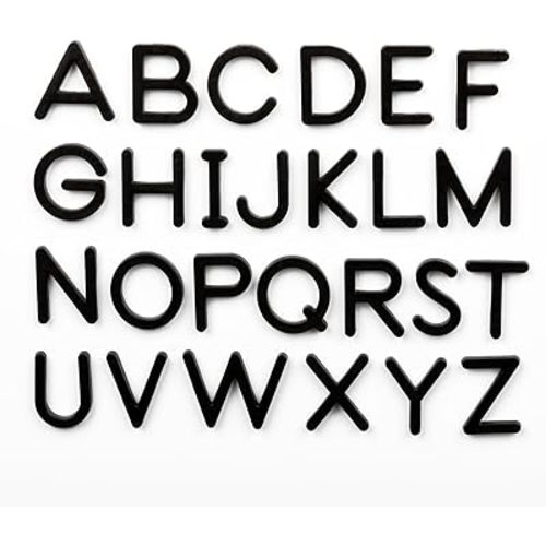 Really Good Stuff Uppercase Magnetic Black Plastic Letters - Set of 57 - Learn Reading & Writing