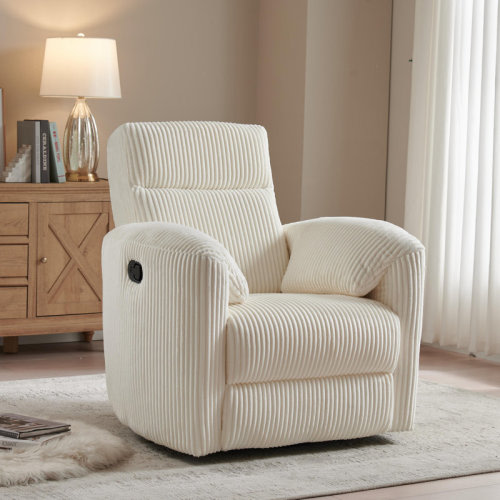 Red Barrel Studio® Totianna Wide Soft Corduroy Fabric with Rocker and 360 Swivel Recliner Chair & Reviews | Wayfair